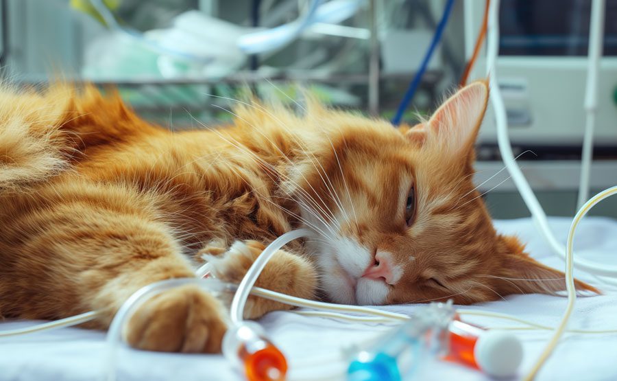 Sick Cat During Surgery Sick Cat Lying On Table During Surgery